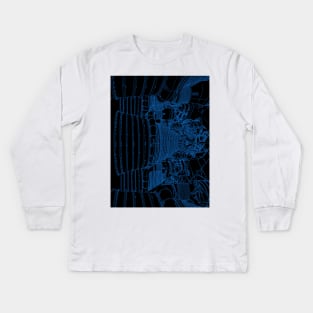 Apollo Rocket Booster - Blue Neon Kids Long Sleeve T-Shirt